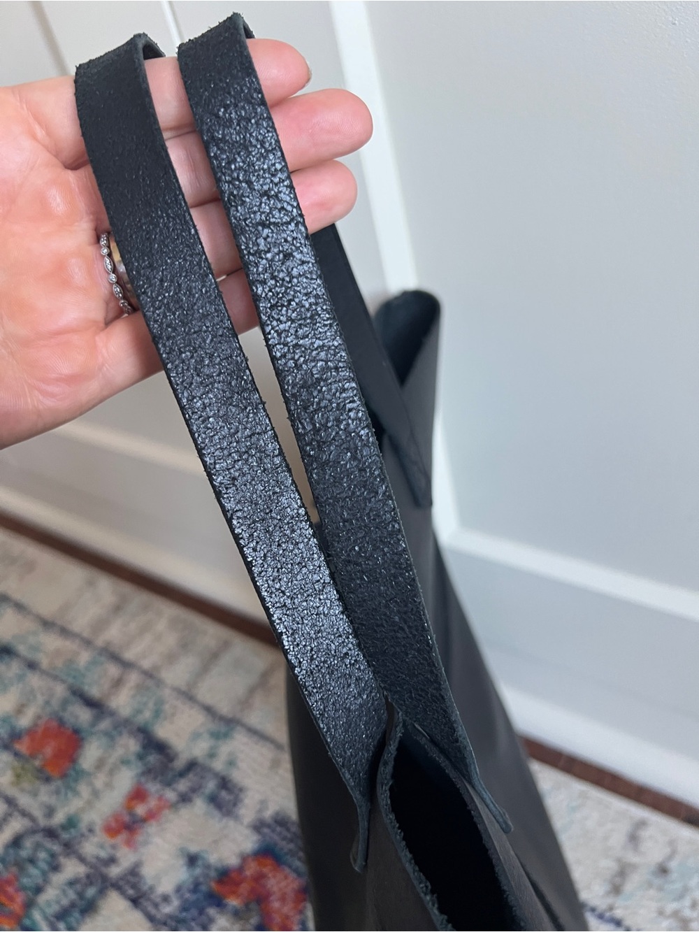 Madewell The Transport Foldover Crossbody Tote Bag in Black Leather - Picture 10 of 10